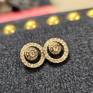 Coach Gold Crystal Double Circle Stud Earrings